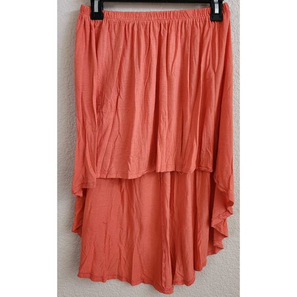 Iris Los Angeles Orange Hi Low Ruffled Pull On Mini Skirt Medium Lightweight - Picture 1 of 4
